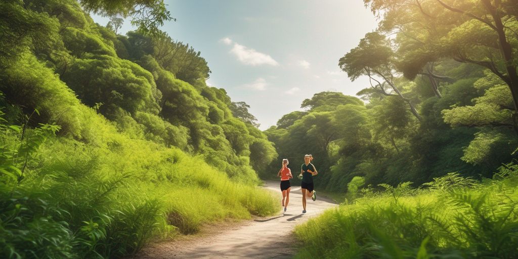 Person jogging on a scenic trail