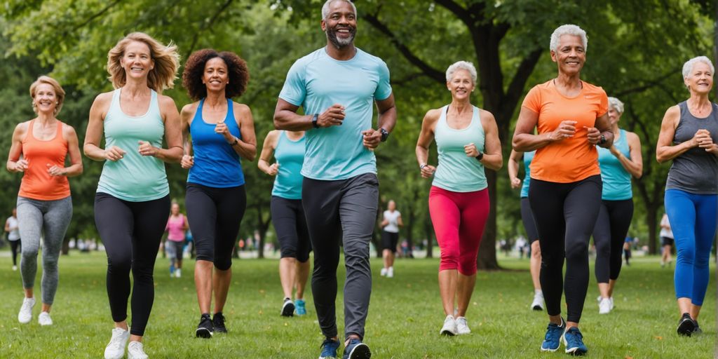 People exercising in a park