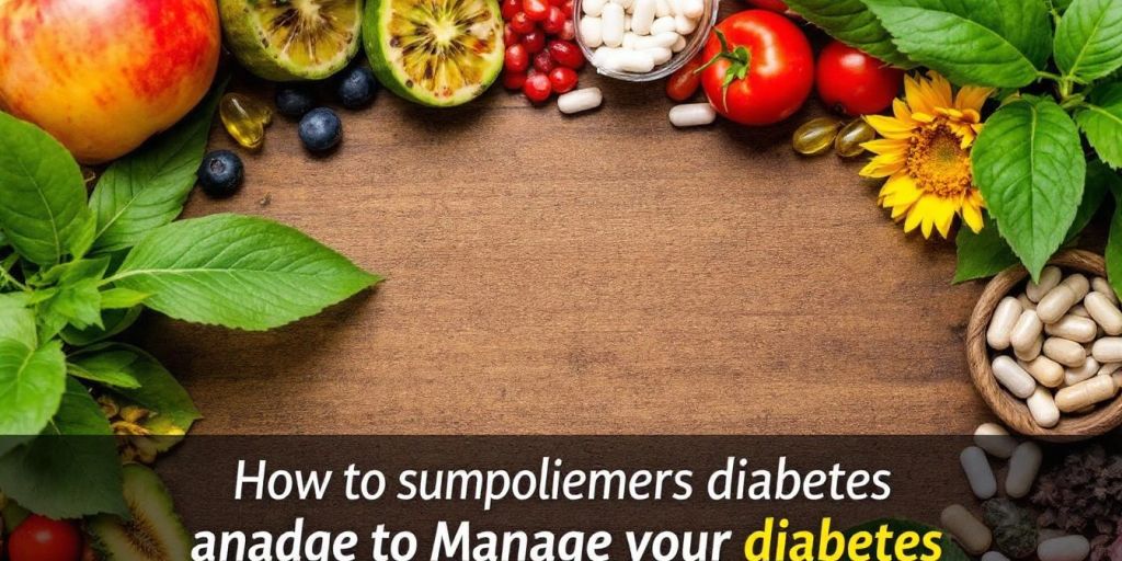 Natural supplements for diabetes on a wooden surface.