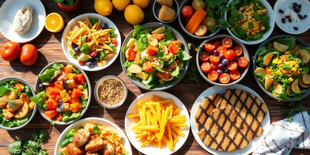 A colorful array of healthy meals on a table.