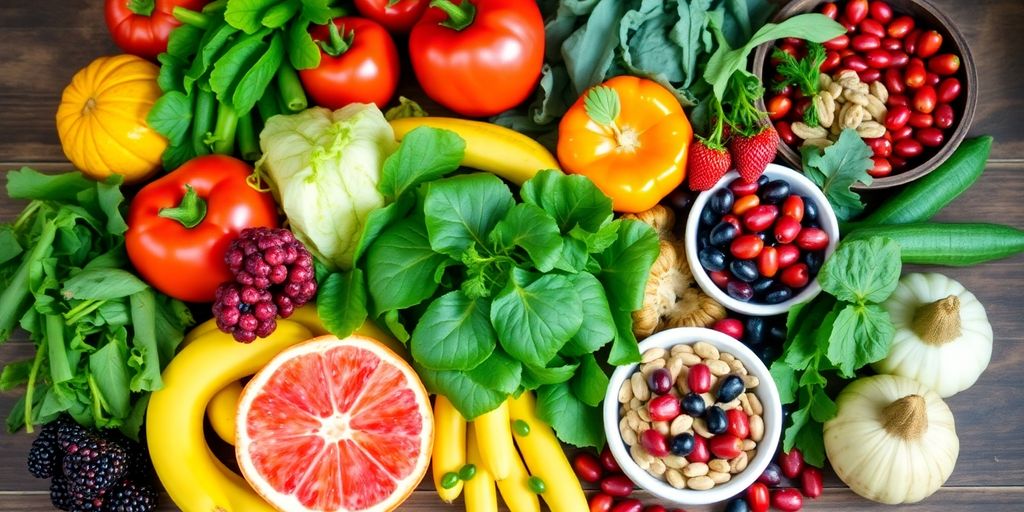 Fresh fruits and vegetables for diabetes prevention.