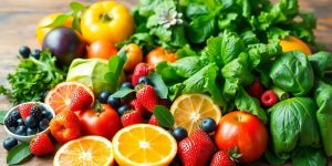 Fresh fruits and vegetables promoting natural weight loss.